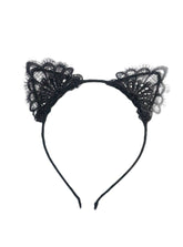 1 Pc Black Lace Cat Ears Headband For Women Girls