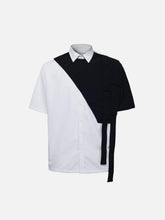 Dark Patchwork Ribbon Shirt