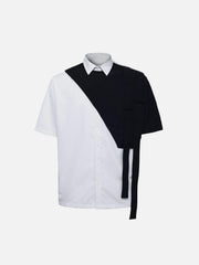 Dark Patchwork Ribbon Shirt