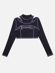 Fake Two Gothic Alphabet Long Sleeve T Shirt