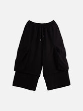 Dark Patchwork Fake Two Oversized Ankle-length Pants