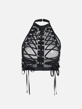 Dark Lace-up Mesh Sexy Vest