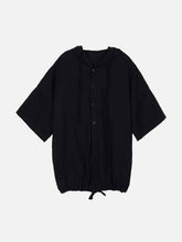 Dark Elastic Oversized Hooded Shirt