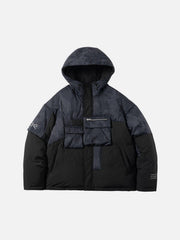 Irregular Plaid Patchwork Winter Down Coat