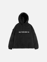 Functional Half Zip Up Embroidery Winter Coat