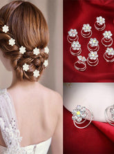 12Pcs Haar Dekor Kristall Strass Blume Haar