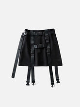 Techwear High Waist Ribbons Buckle Skirt