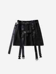 Techwear High Waist Ribbons Buckle Skirt
