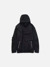 Dark Fake Zipper Pockets Hoodie