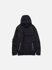 Dark Fake Zipper Pockets Hoodie