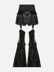 Dark Goth Mesh Panel Flared Pants