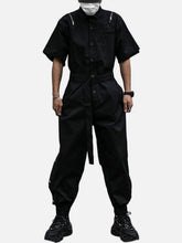Personalized Fake Zipper Belt Cotton Jumpsuit