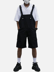 Functional Dark Solid Color Cotton overalls