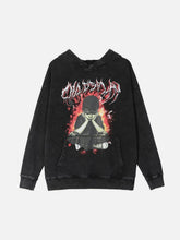 Flame Melancholy Boy Print Washed Hoodie