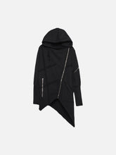 Dark Function Irregular Diagonal Zipper Hooded Jacket