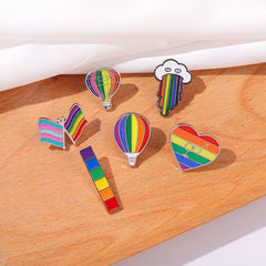 Rainbow Balloon Flag Pins