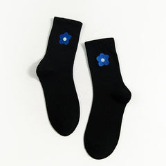 Socken mit Cartoon-Stickerei und Blumen