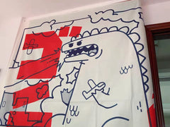 Lindo tapiz de dinosaurio de dibujos animados