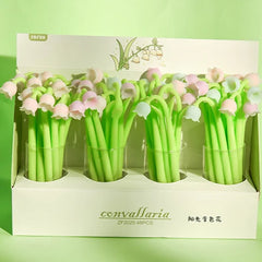 Bolígrafo de gel creativo con diseño de orquídea y campana (2 unidades)