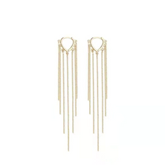Korean Style Long Tassel Drop Heart Earrings