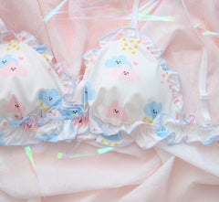 Conjunto de lencería Lolita de 2 piezas con nubes kawaii