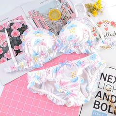 Conjunto de lencería Lolita de 2 piezas con nubes kawaii
