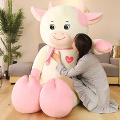 Juguete de peluche de vaca de ensueño de 200 cm, almohada de peluche grande y suave de anime, juguete de peluche con cremallera, solo funda, sin relleno, regalo para niños para Navidad