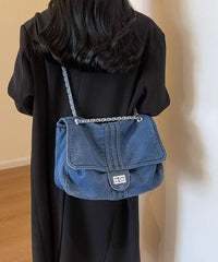 Light Blue Large Capacity Chain Denim Shoulder Bag