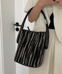 Minimalist Pink Striped Weaving Satchel Bags