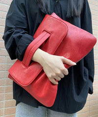 Red Patchwork Faux Leather Tote Handbag