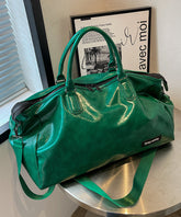 Green Large Capacity Faux Leather Tote Handbag YR039
