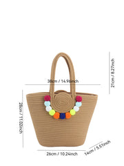 Shoulder Women Ball Bag Colorful Pendant Cotton