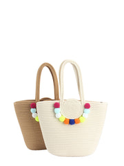 Shoulder Women Ball Bag Colorful Pendant Cotton