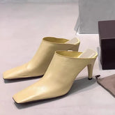 Cowhide Leather Baotou Slippers Female Non-Slip Soft Soles Thin Heel