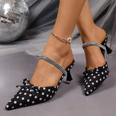 French Polka Dot Pointed Toe Baotou Sandals