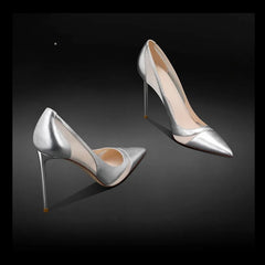 Patchwork Mesh Silver High Heels