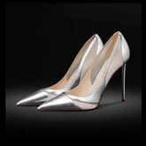 Patchwork Mesh Silver High Heels