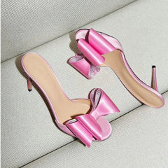 Rhinester Flower Silk High Heel