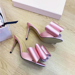 Rhinester Flower Silk High Heel