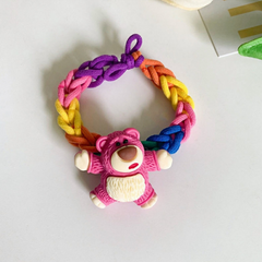 Pulsera trenzada hecha a mano con forma de oso kawaii