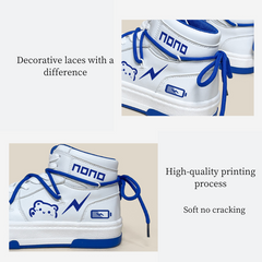 Lindos zapatos de skate casuales de caña alta con diseño de oso relámpago