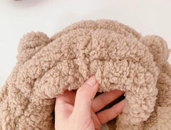 Gorro de lana de cordero con orejas de oso kawaii