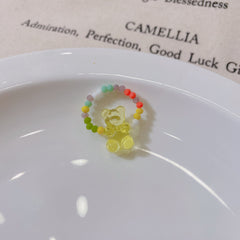 Anillo de perlas con forma de oso de caramelo