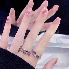 Aurora Heart Tragbare Nägel Fertige Maniküre