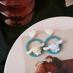 Pendientes retro de corazón lindo