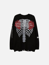 Cut Skeleton Love Letters Sweater