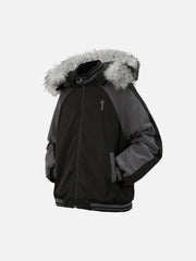 Detachable Fur Collar Hat Winter Coat