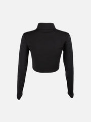 Dark Personality Side Graffiti Cropped Long Sleeve T Shirt
