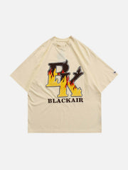Flame Letters Embroidery Tee