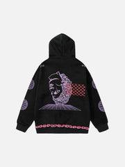 Fire Flame Love Chain Print Fleece Hoodie